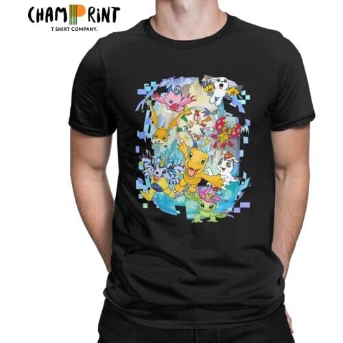 Digimon Adventure Agumon Mens T Shirts Amazing Tee Shirt Short Sleeve O Neck T-Shirt 100% Cotton Adult Tops