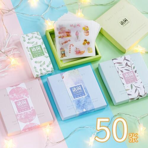 Gift Box Set Stickers Leisure Washi Paper Tape Collage Elements Creative Hand Diary DIY Decorative Stickers