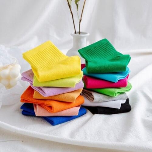 5 pairs of spring/summer ladies socks thin solid cotton all-match socks high elastic color Japanese and Korean version of the se