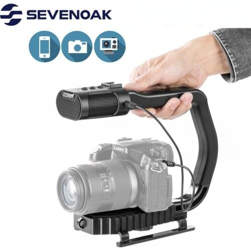 Sevenoak MicRig Newest Universal Video Handle Grip with Built-in Stereo Microphone for iPhone 11 Smartphone GoPro DSLR Camera