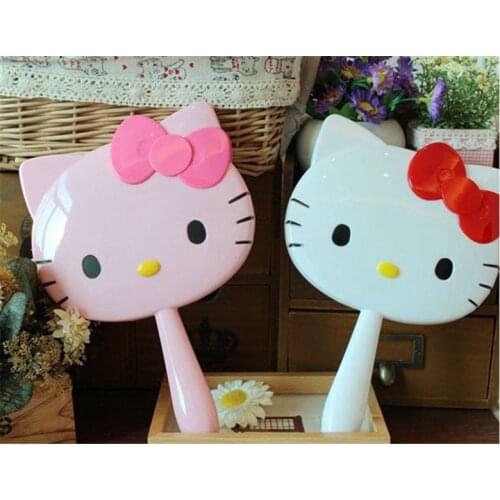New cartoon mirror cat head bow mirror cute handle makeup mirror portable mirror portable mirror