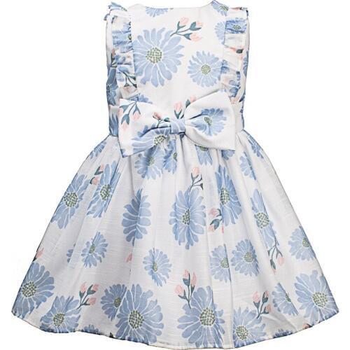 Girl Dress 12M-8T Summer Floral Pattern Cloth Bow-Belt Dress Kids Dresses For Girls