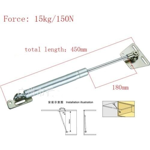 Kitchen Cabinet Door Lift Pneumatic Support Hydraulic 450mm central distance, 180mm strok Gas Spring Stay for Wood Box