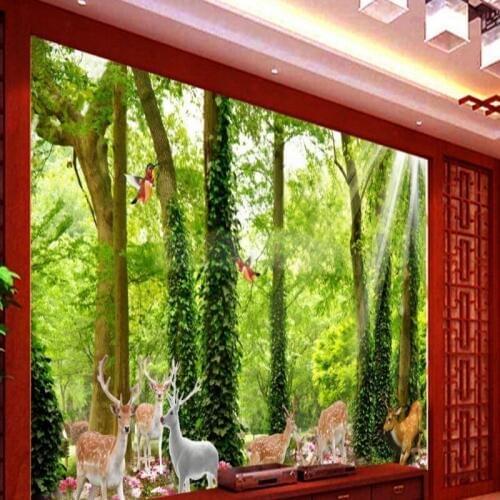 Dropship Colomac Wood Wallpaper Secluded Forest Sika Deer Landscape Wallpaper for Walls 3D Decoration Mural Papel De Parede Inf