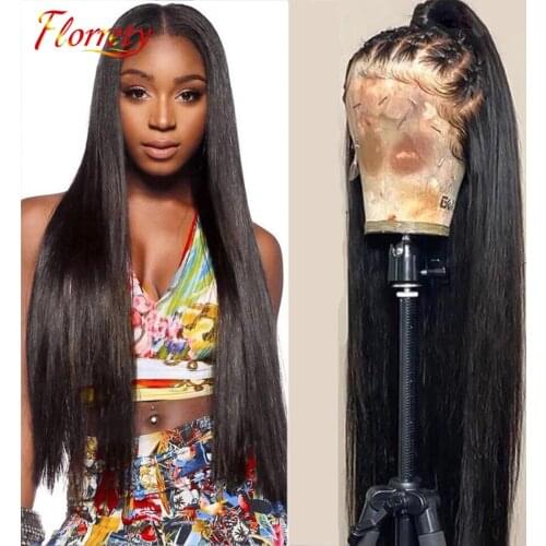 Florrety Straight Wig Lace Front Human Hair Wigs 4x4 Lace Closure Wigs For Women Pre plucked Baby Hair Natural Color