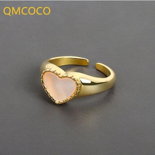 QMCOCO 925 Silver Unique Design Love Heart Ring Lovely For Women Opening Handmade Ring Fashion Fine Jewelry