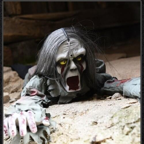 Halloween Props Long Hair Creeping Ghost Horror Whole Person Toy Ghost Festival Haunted House Electric Luminous Spoof Decoration