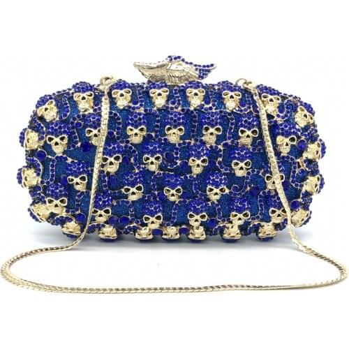 Blue Women Crystal Clutch Evening Bag Bridal Wedding Party Dinner Diamond Minaudiere Handbag Purse clutches wallet for female