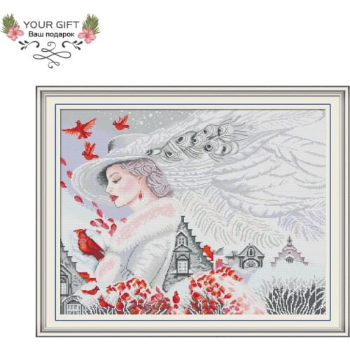 Your Gift RA222 14CT 11CT Counted and Stamped Home Decor Beauty And Bird Needlework Cross Stitch kits joy sunday cross stitch