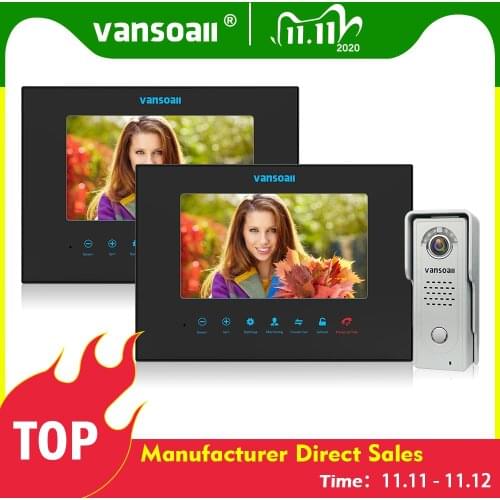 VANSOALL video intercom 7inch lcd video door bell camera sd card Hands-free Two to One unlock remote video door phone