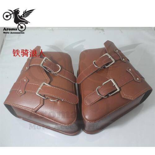 Top quality leather motorcycle saddle bag for harley XL883 XL1200sportster luggage moto bag motorbike side storage tool pouches
