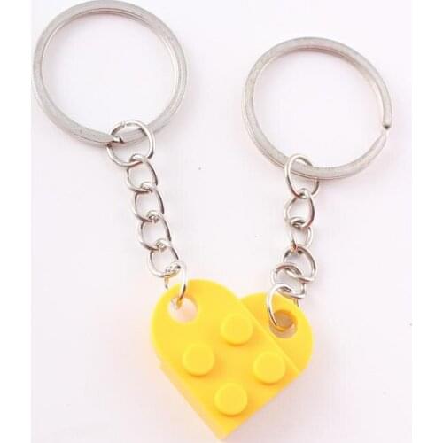 Yellow Brick Heart Keychain/ring toys Multicolor Couples Girlfriend Boyfriend Valentines Day Compatible with Educational Gift