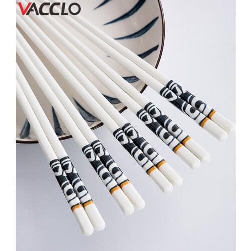 Vacclo 1pair Japanese Style Ceramic Chopsticks Creative Household Chopsticks Anti-mold Sushi Food Chopsticks Kitchen Supplie