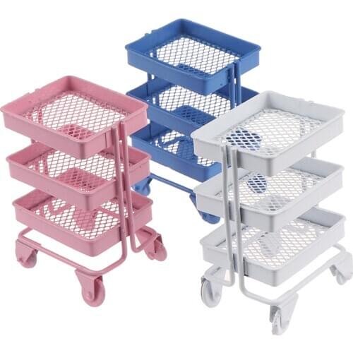 1 PC 1:12 Scale Dollhouse Miniature Shelf Bookshelf With Wheels Storage Display Rack Shelf Dollhouse Furniture Accessories