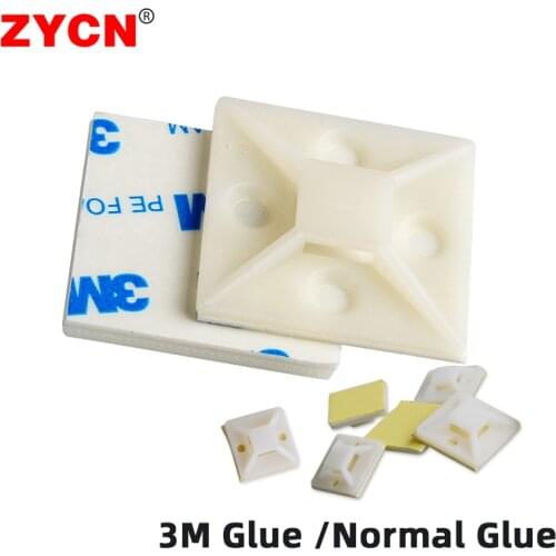 100PCS Cable Tie Bases Mount 3M Glue Wire Removable Self Adhesive Wall Holder Car Fixing Seat Clamps Suction Positioning Sucker
