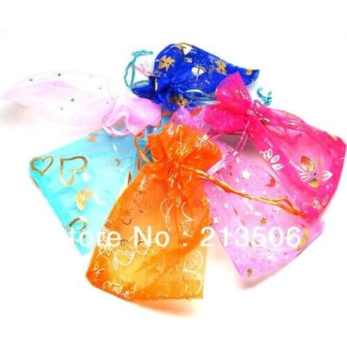 Free Shipping 100pcs13x9cm Mult color&pattern Jewelry Gift Bag Pouch For Jewelry Packaging Drawable Wedding Christmas Gift Bags