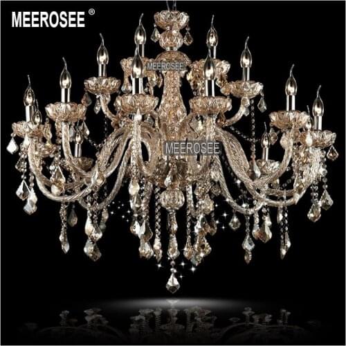 Big Chandeliers Light Vintage Elegant Cognac Crystal Chandelier Beads Hotel Pendand Lamp Lighting Pendelleuchte for Project Hall