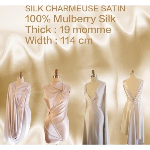 [Big Sale]100% SILK CHARMEUSE SATIN 114cm width 19momme Pure Mulberry Silk Fabric China Silk Wedding dress Tissu