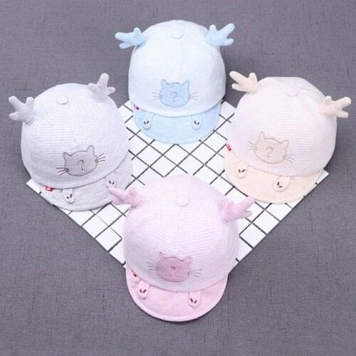 Kids Hat Autumn Baby Girl Boy Soft Cute Cartoon 3D Antler Baseball Cap Breathable Cartoon Visors Hats