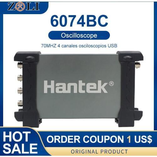 Hantek 6074BC Digital Oscilloscope 70MHZ-250MHZ 4 Channels Osciloscopio Automotive USB Oscilloscopes Portable Diagnostic-Tool