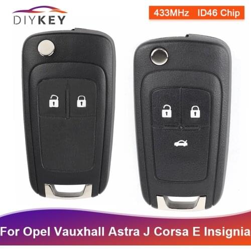 DIYKEY 2 3 Button 433MHz Remote Key for Opel Vauxhall Astra J Corsa E Insignia Zafira C 2009 2010 2011 2012 2013 2014 2015 ID46