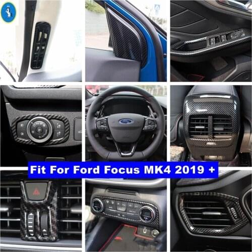 Yimaautotrims For Ford Focus 2019 - 2021 Pillar A Stereo Speaker / Middle Air AC Outlet Vent Carbon Fiber ABS Interior Refit Kit