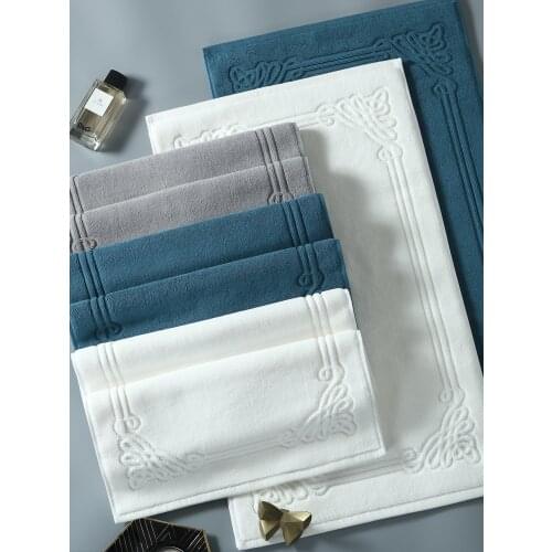 Hotel Cotton Bath Mat Luxury Home Bathroom Rugs and Carpets Jacquard Feet Towel Thick Anti-slip Doormat Absorbent Bath Tub Mats