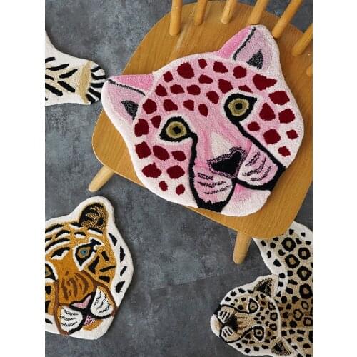 Creative Hand-made Wool Carpet Bed Blanket Door Mat Children Room Mat Personality Area Rug Leopard Tiger Animal Floor Mat