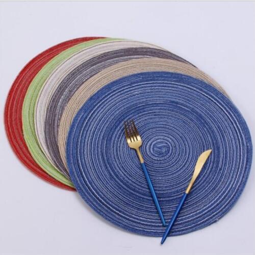 INS Nordic Round Placemat Weave Table Mats Ramie Insulation Pad Non-Slip Heat Resistant Coaster Kitchen Accessories Decoration