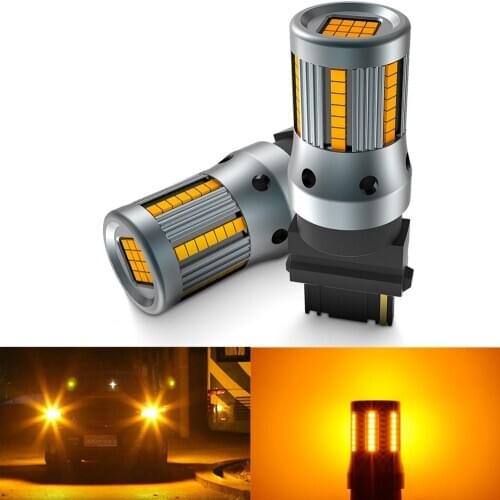 Amber 66w 1500lm Canbus Error Free 1156 P21W LED BA15S Bulb 54SMD T20 7440 T25 3156 Lamp For Auto Brake Lights for BMW VW Audi