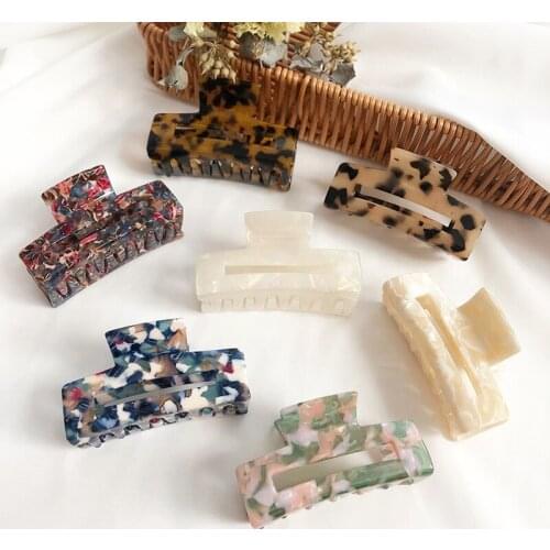 Hot Selling New Fashion Simple Geometry Hollow Acetate Acrylic Hair Clips Claw for Women