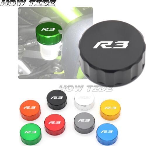 Logo R3 Blue/Red/Black Motorcycle CNC Aluminum Rear Brake Fluid Reservoir Cover Cap For YAMAHA YZF R3 YZFR3 2015 2016