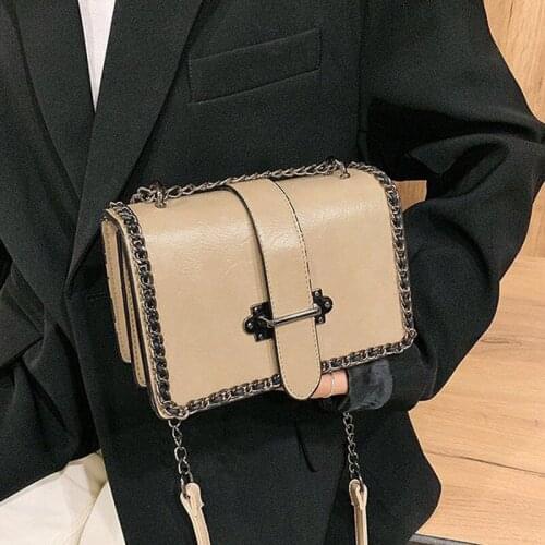 Rivet Design Small PU Leather Crossbody Bags for Women 2020 Winter Shoulder Handbags and Purses Womnes Chain Hand Bag