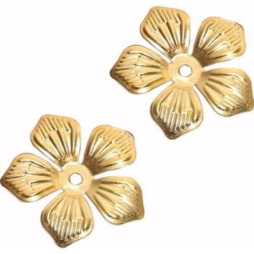 100 PCS 23*22mm Metal Sheet Iron Flowers Tray Bead Cap Hair Accessories DIY Jewelry Findings