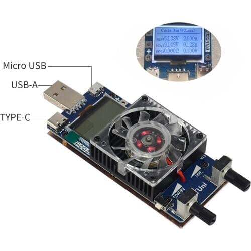 New QC 2.0 3.0 Triggers 35W Constant Current Dual Adjustable USB Electronic Load Data Cable Battery Discharge Tester Voltmeter