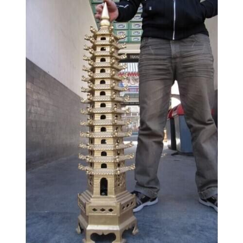 Song voge gem S1316 39 Tibet Buddhism Temple Huge Brass Copper Dragons Buddha stupa pagoda