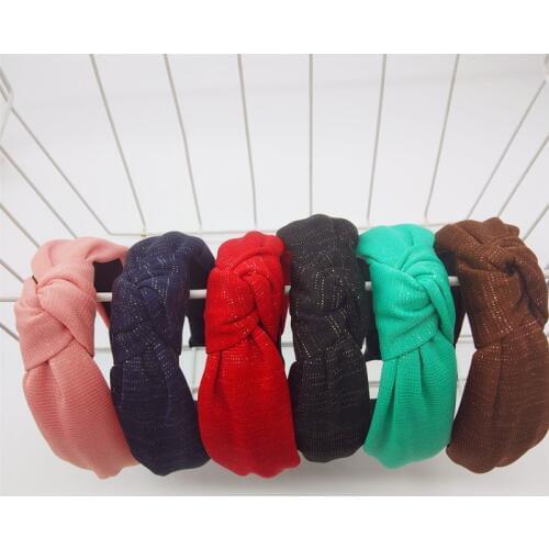 Free shipping sweet glitter knot women hairbands ins wide girls headbands ladys headwear hair accessories