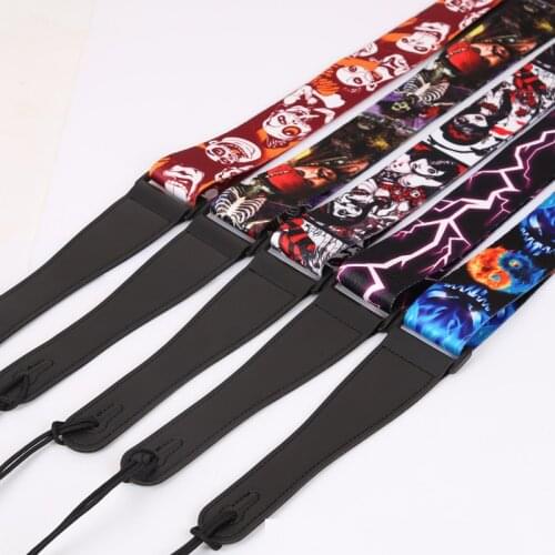 Nylon Guitar Strap for Acoustic Electric Guitar and Bass Multi-Color Guitar Belt Adjustable Colorful Printing Nylon Straps