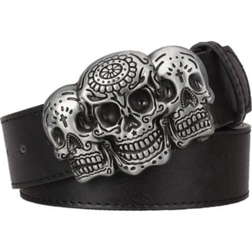 Fashion Wild men belts metal buckle retro Devil Skull belt bold hip hop Street Dance belt exaggerated shape Free shipping