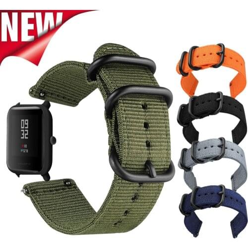 Nato nylon Watch band for Huami Amazfit GTR/GTS 46mm 42mm sport Bracelet Amazfit Bip/stratos/2/2e/mini/47mm smartwatch strap