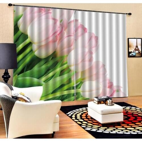 Pink 3D Curtain Luxury Blackout Window Curtain Living Room flower curtains blackout curtains