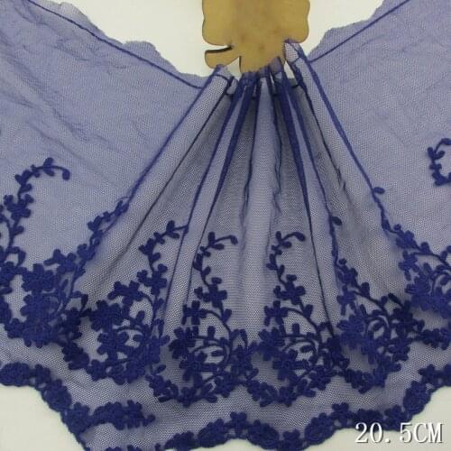 1lot About 49Yds Dark Blue Lace Trim Bra Clothing Accessories Lingerie Sewing Applique Floral Mesh Net Fabrics