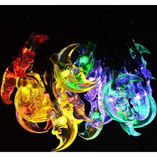 LED Solar LED Moon Solar String Lights Outdoor Fairy Light String for Christmas Home Wedding Party Bedroom Birthday Decoration
