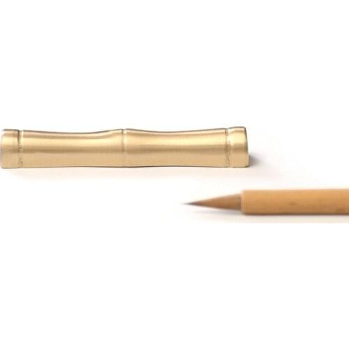 Vintage Brass Paperweight Portable Imitation Bamboo Metal Paperweights Chinese Brush Calligraphy Paper Pressing Paperweights