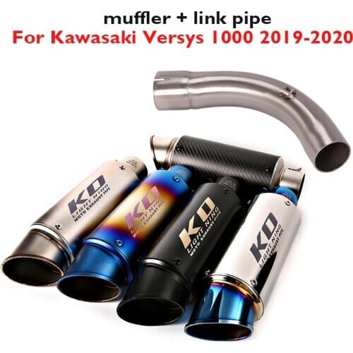 Motorcycle Exhaust System 51mm Muffler Silencer Tip Escape Connection Link Pipe for Kawasaki Versys 1000 2019-2020