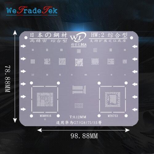 WL BGA Chip Reballing Stencil 0.12mm Thickness Tin Mesh Solder Template for Huawei MTK MT7 MTS P8 C7 C8 71 5S MT8 P9