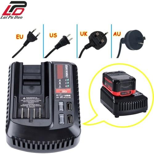 For CRAFTSMAN CMCB102 100V/240V 20V 2A Li-ion Battery ChargerRechargeable Power Tool Lithium Battery Charger With Dual USB