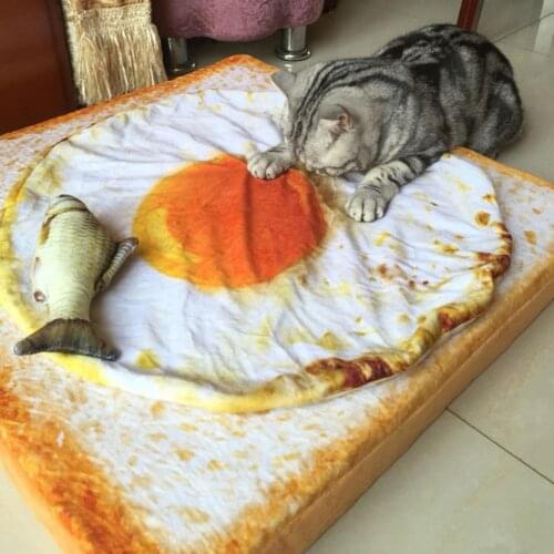 Yellow Pet Blanket Easy To Clean Warm Lovely Colorful Egg Pet Plush Blanket Simulation Food To Accompany Sleeping Pad for Home