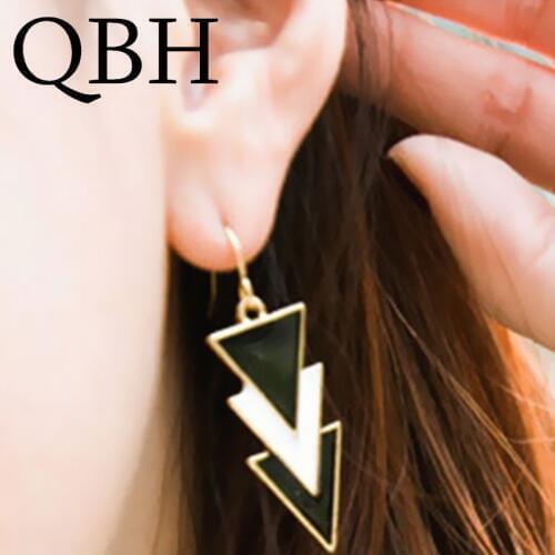 New Europe American Hyperbole Elegant Geometry Triangle Black White Drip Drop Earrings for Women Pendientes Bijoux Brincos