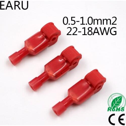 10pcs/lot L12 Red T Type Quick Splice Crimp Terminal Wire Convenient Connector For Standard 0.5-1 Wire Line Free Shipping